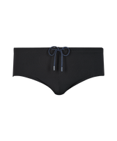 Bañador slip ajustado de color liso para hombre Negro vista frontal