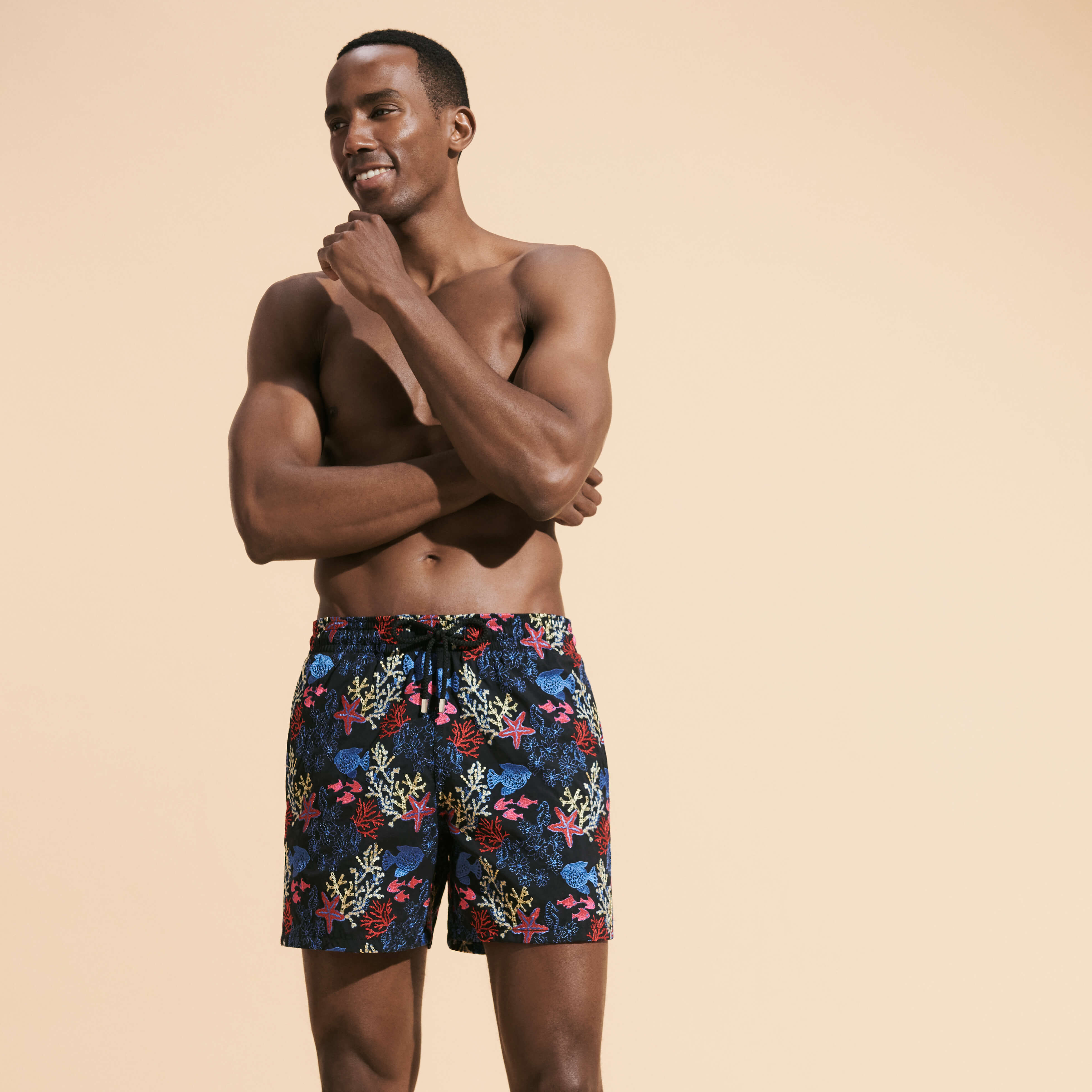 Men Embroidered Swim Shorts Fond Marins Vilebrequin