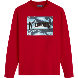 Camiseta de algodón con estampado Requins 3D para hombre Burgundy vista frontal
