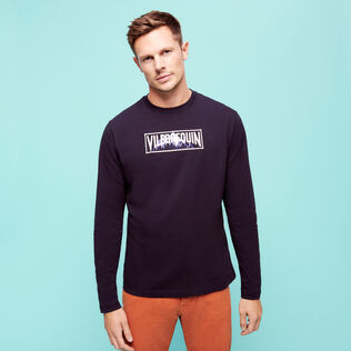 Camiseta de algodón y manga larga con con bordado Moutain para hombre | Sitio web de Vilebrequin | ALEC3P50