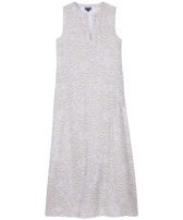 Langes Dentelles Strandkleid aus Tencel für Damen Weiss Vorderansicht
