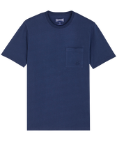 Camiseta de algodón orgánico de color liso para hombre Azul marino vista frontal