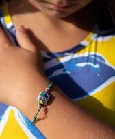 Pulsera de cuerda con tortuga esmaltada - Vilebrequin x Gas Bijoux Emerald vista frontal desgastada