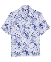 Camisa de bolos en lino con estampado Riviera para hombre Ink vista frontal