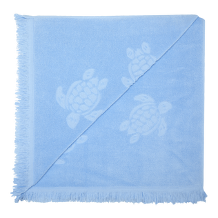 Beach Towel in Organic Cotton Turtles Jacquard Flax flower back view