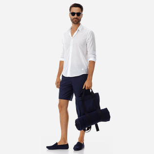 Maillot de bain long homme uni Bleu marine vue de détail 2