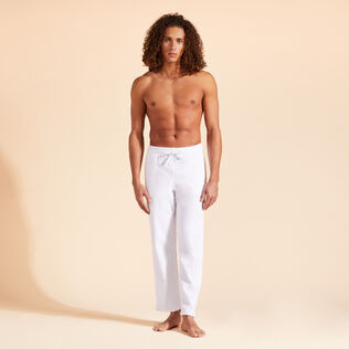 Pantaloni in cotone Bianco vista frontale indossata