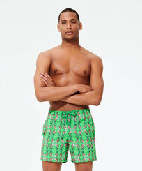 Men Swim Trunks Embroidered Sweet Fishes - Limited Edition Grass green front worn view