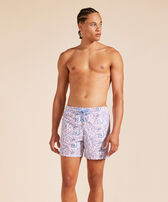 Men Swim Shorts Embroidered Noumea Sea - Limited Edition White 正面穿戴视图