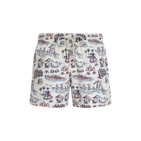 Bañador corto elástico con estampado Family Beach- Vilebrequin x St Regis para hombre Sugar switzle vista frontal
