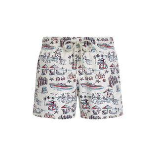 Bañador corto elástico con estampado Family Beach- Vilebrequin x St Regis para hombre Sugar switzle vista frontal