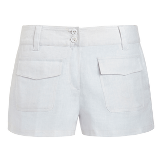 Bermuda en lin femme uni - Vilebrequin x JCC+ - Edition limitée Blanc vue de face