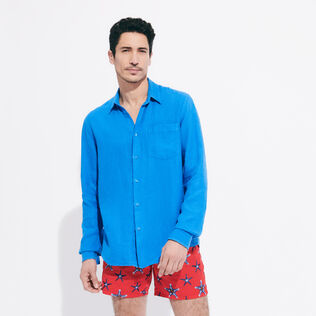 Camisa de lino lisa para hombre Earthenware detalles vista 2