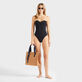 Women One-piece Bandeau Solid Bikini Look  vista frontale