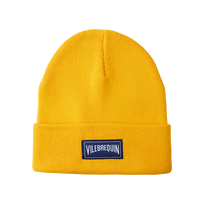 Kids Knitted Beanie Solid Mango 正面图