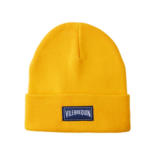 Kids Knitted Beanie Solid Mango 正面图