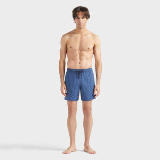 Men Wool Swim Shorts Fish Net Navy front worn view