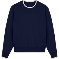 Men Merino Wool Cashmere Silk Crewneck Sweater Azul marino vista frontal