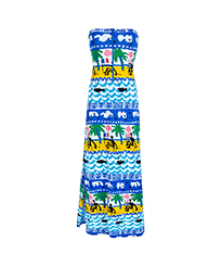 Vestido largo estilo bustier con estampado La Mer para mujer - Vilebrequin x JCC+ - Edición limitada Blanco vista frontal
