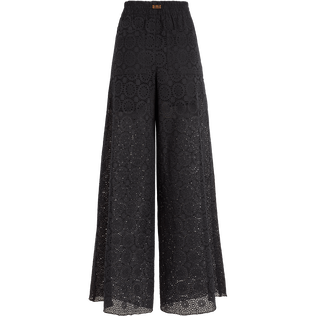 Pantalon en coton femme Broderies Anglaises Noir vue de dos