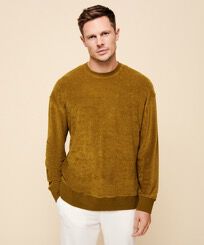 Solid Unisex-Sweatshirt aus Frottee Borke Vorderseite getragene Ansicht
