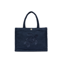 Women Terry Beach Bag Turtle Navy front view