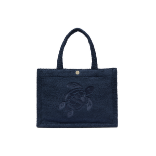 Women Terry Beach Bag Turtle Navy front view