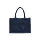 Bolsa de playa en tejido terry con tortuga para mujer Azul marino vista frontal