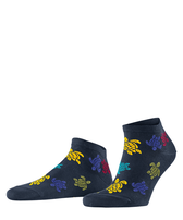 Calze corte uomo Rondes des Tortues Multicolores - Vilebrequin x Falke Midnight blue vista frontale indossata