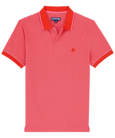 Men Organic Cotton Polo Shirt Solid Poppy red front view