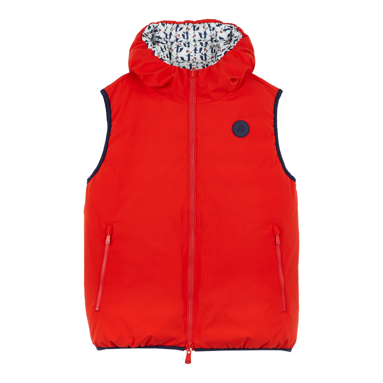 Men Sleeveless Reversible Jacket Cocorico! - Vaubant - Red