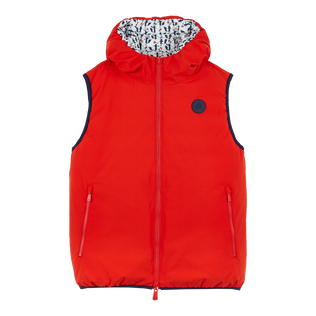 Men Sleeveless Reversible Jacket Cocorico ! Poppy red front view