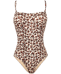 Bañador de una sola pieza tipo bustier con estampado Turtles Leopard para mujer Straw vista frontal