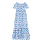 Women Others Printed - Women Long Off the Shoulders Cotton Dress Flash Flowers, Purple blue front view
