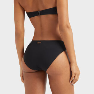 Bas de maillot de bain culotte midi femme uni Noir vue de détail 2