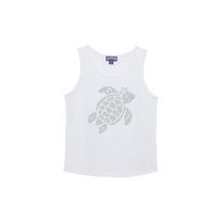 Débardeur en coton fille Turtle Glitter Blanc vue de face