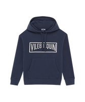 Sweat à capuche en coton organique garçon logo Bleu marine vue de face