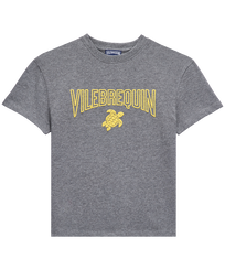 T-Shirt mit beflocktem Logo für Jungen Heather anthracite Vorderansicht