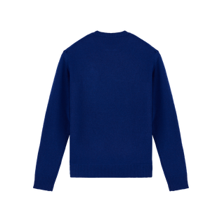 Men Wool and Cashmere Sweater Turtle Purple blue back view