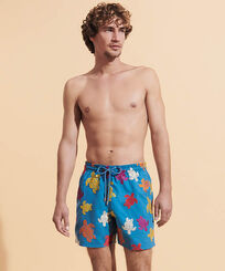 Men Swim Shorts Embroidered Ronde Tortues Multicolores - Limited Edition Calanque front worn view