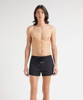 Men Short Swim Shorts Jacquard Turtles Black front worn view
