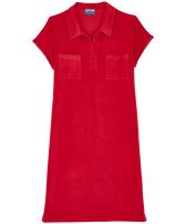 Women Terry Polo Dress Solid Moulin rouge front view