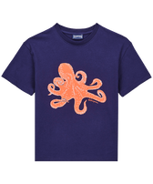 T-shirt en coton garçon Macro Octopussy Bleu marine vue de face