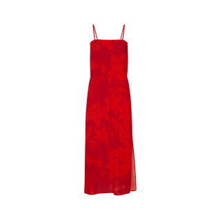Vestido largo de viscosa con estampado Flower Power para mujer Lipstick vista frontal