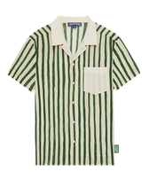 Camicia bowling uomo in lino HS Stripes - Vilebrequin x Highsnobiety Garden vista frontale