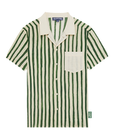 HS Stripes Bowling-Hemd aus Leinen für Herren – Vilebrequin x Highsnobiety Garden Vorderansicht