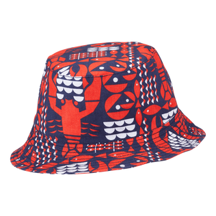 Unisex Linen Bucket Hat Graphic Lobsters Navy back view