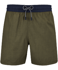 Pantaloncini mare uomo in lana merino Bicolor Olive heather vista frontale
