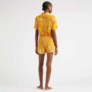 Polo en tejido de felpa con estampado Palm Leaves para hombre Mango vista trasera desgastada