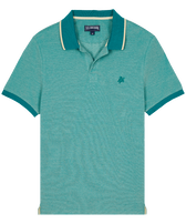 Solid Polohemd aus Baumwollpikee mit Farbwechsel für Herren Emerald Vorderansicht